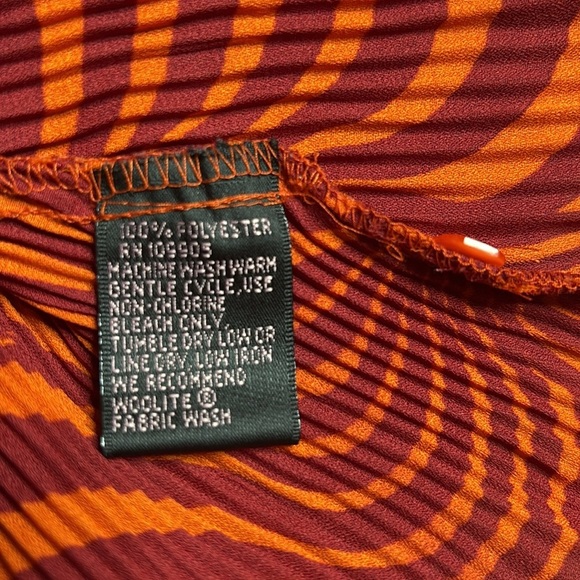 MILANO Orange Abstract Print Orange Button Down Blouse Size XL - Picture 5 of 8